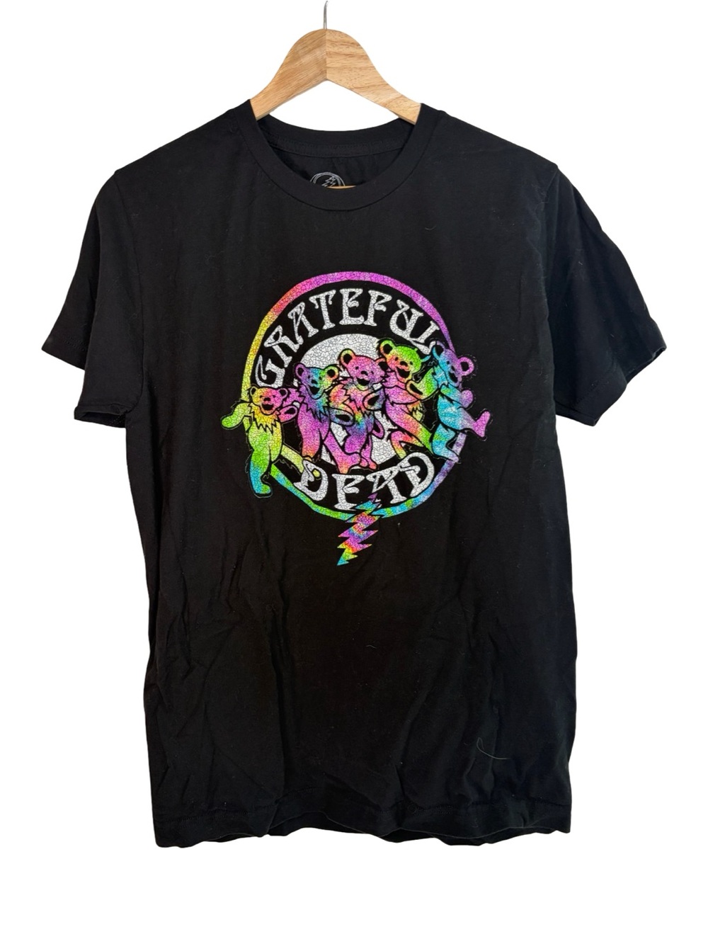 Grateful Dead Black Tee with White Steal Your Face Logo
